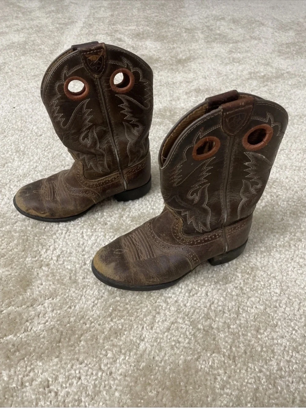 Ariat Heritage Roughstock Brown Leather Western Cowboy Boots Toddler Size 9